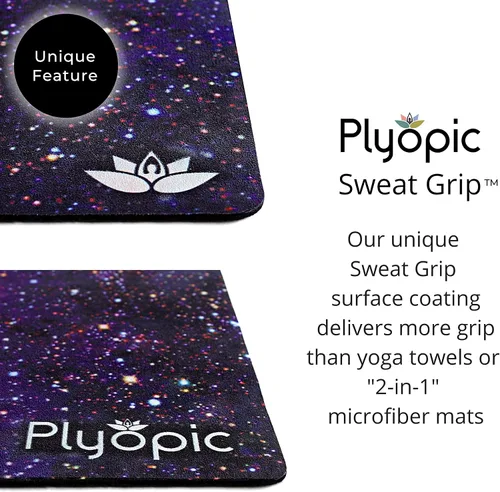 Miniatura 6 de Plyopic. Tapete de yoga todo en uno, combo de tapete de lujo con agarre para el sudor, ideal para yoga, yoga caliente, bikram, pilates, Nebuloso