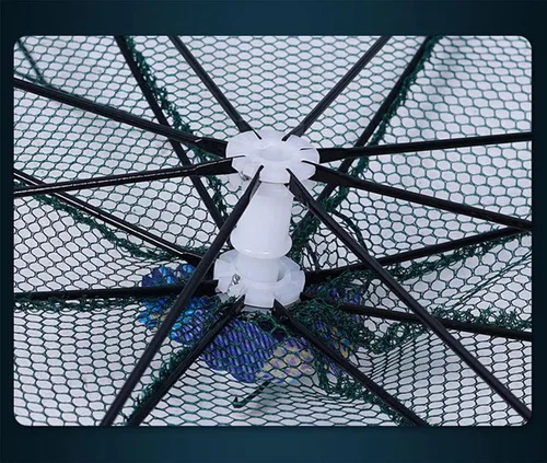 Miniatura 2 de Paquete de 2 trampas para cangrejos, trampa para peces de cangrejo, trampa plegable para cebo de pesca con cuerda de nailon de 18 pies para atrapar