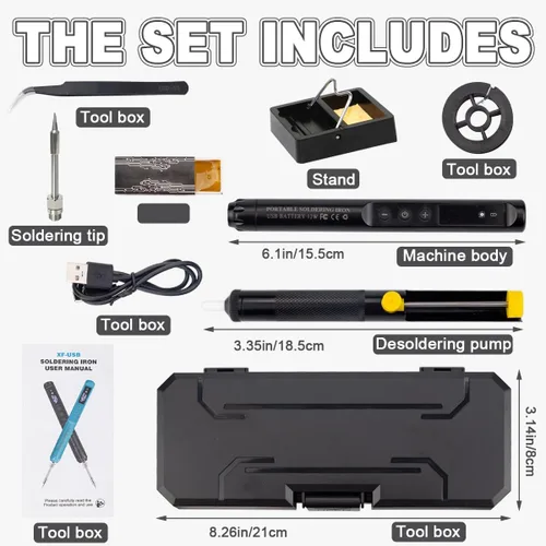 Miniatura 2 de Kit de soldador inalámbrico con pantalla LCD, herramienta de soldadura recargable por USB portátil para electrónica, proyectos de bricolaje