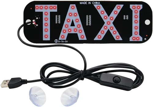 Miniatura 8 de YSY 1 juego de decoración de letrero LED de taxi, nuevo modelo de taxi con gancho intermitente de taxi intercambiable por USB en la ventana del Verde