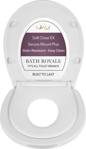 BATH ROYALE Asiento de entrenamiento para ir al baño - Cierre suave, Kingsport BR720-00, redondo blanco, combo para adultos y niños