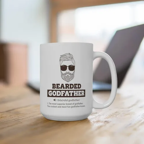 Miniatura 6 de Panvola Taza con definición de padrino barbudo, regalo de ahijado, ahijado, ahijada, bautizo, bautismo, día del padre, apreciación de la barba