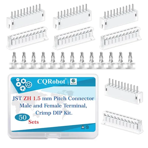 Miniatura 124 de CQRobot JST EL 4.5 mm de paso 2 pines conector electrónico IC macho, enchufes hembra carcasa y kit de terminales de crimpado en T macho/hembra. 50