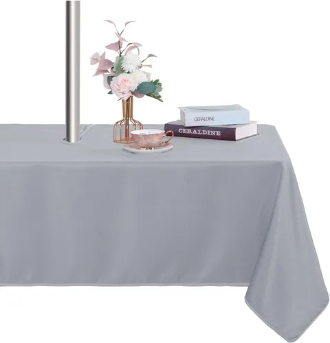 Miniatura 28 de Fitable Cubierta de Mesa Ovalada Oblonga para Exteriores e Interiores - Mantel Lavable Impermeable Sin Arrugas con Cremallera y Orificio para Beige