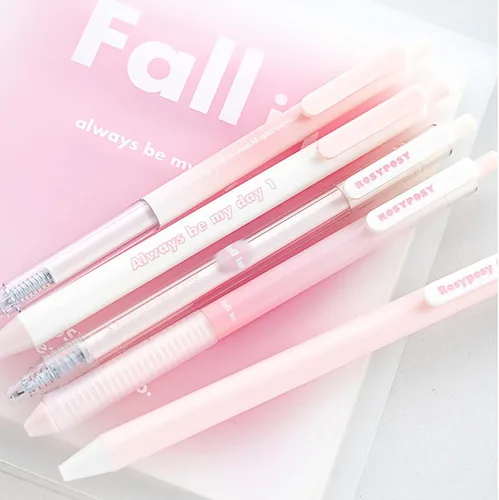 Miniatura 7 de Doraking 5 bolígrafos de gel de tinta negra, 0.38 mm/0.5 mm, punta suave, suministros de oficina para mujeres y hombres, para tomar notas (rosa)