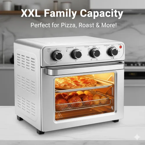 Miniatura 5 de HealSmart Combo de horno tostador 4 en 1, horno de convección de encimera grande de 26 cuartos con horno, asar, asar y deshidratar, incluye sartén
