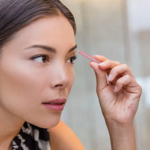 Miniatura 6 de Mudder Juego de 12 pinzas para cejas para vello facial, pinzas de punta inclinada de acero inoxidable a granel para hombres y mujeres (rojo rosa)