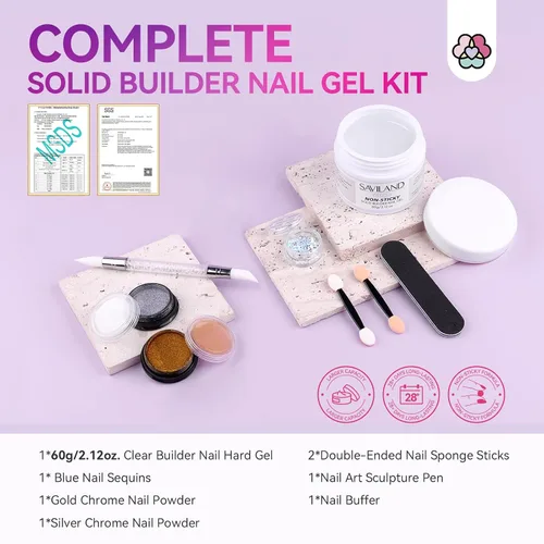 Miniatura 2 de SAVILAND Gel Constructor Sólido para Uñas - 60 g de Gran Capacidad, Geles de Uñas 3D, Gel Escultórico para Arte, No Pegajoso, Adhesivo para Tallado