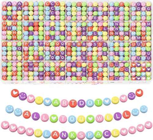 Miniatura 13 de ARTDOT Kit de 1400 cuentas de letras para hacer pulseras de amistad, 28 estilos surtidos de suministros de fabricación de joyas, juego de cuentas