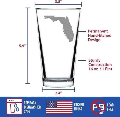 Miniatura 4 de Vaso de pinta personalizado con contorno del estado de Florida para cerveza, decoración de beber con temática estatal y regalos para mujeres