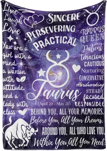 Miniatura 9 de Huglanket Regalos de Constelación del Zodiaco para Mujeres, Regalo de Cumpleaños del Signo Zodiacal con Mensaje Manta de Franela (50" x 65") - Aries