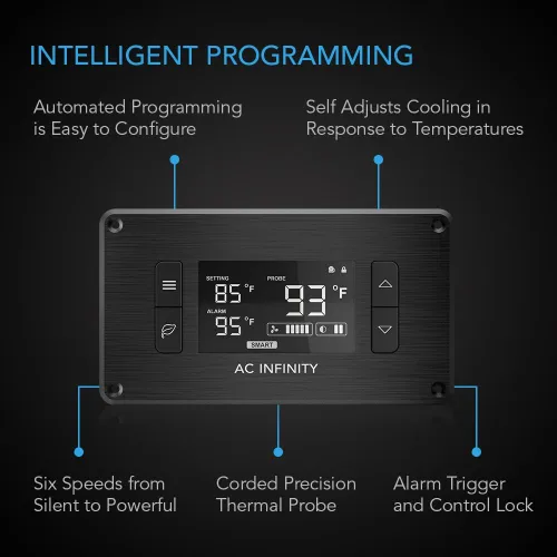 Miniatura 3 de AC Infinity AIRPLATE T8, sistema silencioso de refrigeración doble ventilador de 6" con control de termostato, para gabinetes AV de cine en casa