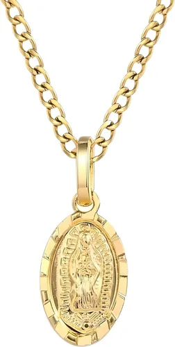 Collar de Virgen de Guadalupe de oro amarillo de 18 quilates, joyería religiosa, dije de Nuestra Señora, Virgen María, collares con dijes para