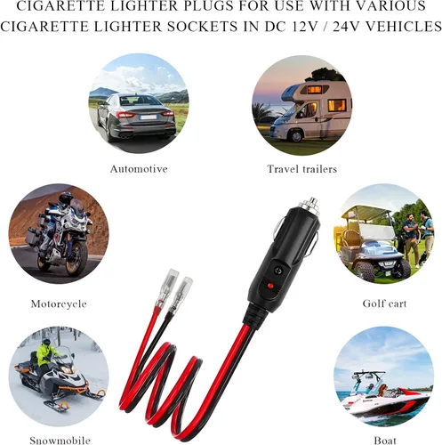 Miniatura 5 de Yourkar Enchufe macho para encendedor de cigarrillos con fusible, cable de enchufe de encendedor de cigarrillos de 12 V con cables, adaptador