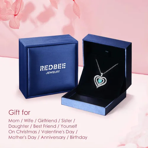 Miniatura 5 de Birthstone Jewelry Heart Pendant Necklace for Birthday Anniversary Presents for Mother's Day, Valentine's Day, Christmas Gemstone Necklaces for Her
