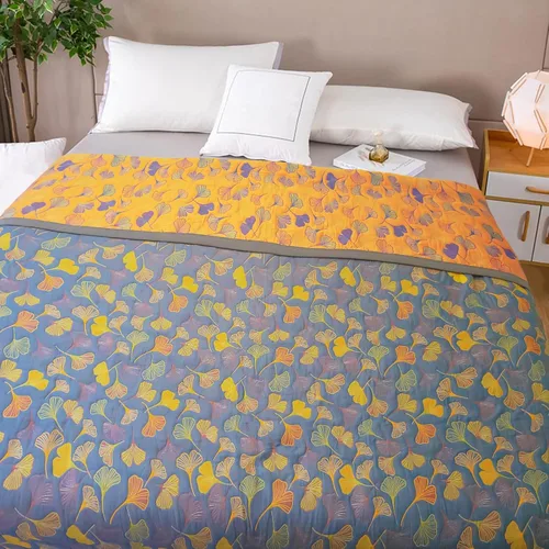 Miniatura 7 de Colcha Reversible de Ginkgo Edredón Ligero de Muselina de Algodón Cubrecama Suave y Transpirable para Todas las Estaciones Tamaño King Ropa de Cama