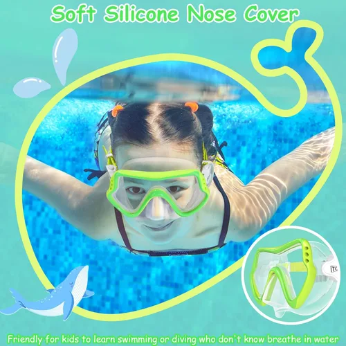 Miniatura 4 de Gafas de natación para niños con cubierta de nariz para jóvenes de 8 a 15 años, antivaho HD Visión Gafas de piscina gafas de natación de agua negro