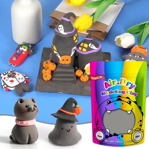 Miniatura 4 de iFergoo Arcilla Seca al Aire Gris, Arcilla para Modelar Creativa DIY para Niños, Arcilla Mágica Super Ligera para Niños de 3 a 12 Años, Arcilla