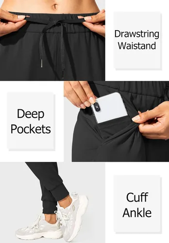 Miniatura 3 de SANTINY - Pantalones deportivos para mujer, con bolsillos y cordón ajustable, para correr, descansar, entrenar y trotar