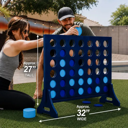 Miniatura 3 de Tailgating Pros Cuatro en una fila gigante azul marino premium con funda de transporte – Juego de patio al aire libre de gran tamaño – ¡Muchos