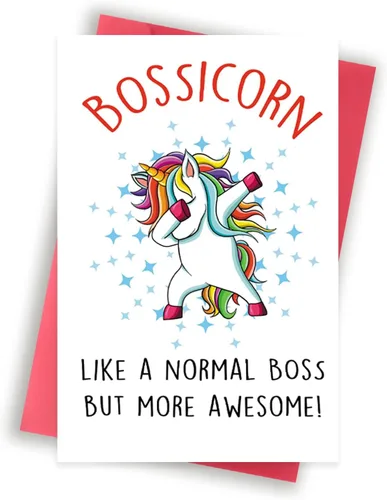 Maravillosa tarjeta del día del jefe: divertido Bossicorn para Boss Manger - Tarjeta de cumpleaños humorística