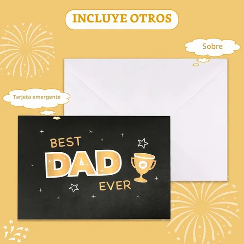 Miniatura 5 de Tarjeta emergente 3D para el día del padre, luces y música, mejor tarjeta de papá del mundo, tarjetas del día del padre, regalo del día del padre