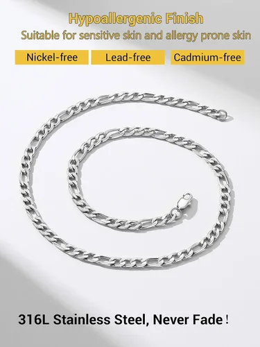 Miniatura 4 de PROSTEEL Collar de cadena Figaro de acero inoxidable 316L para hombresmujeres, chapado en oro real de 18 quilates, 0.157 in a 0.512 in, 14 a 30