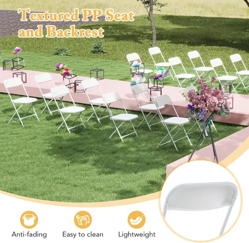 Miniatura 5 de Giantex Silla plegable con asiento y respaldo de plástico, marco de metal resistente, capacidad estática de 770 libras, asiento comercial