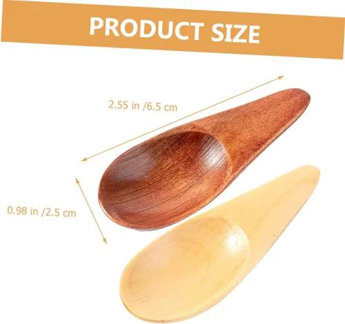 Miniatura 5 de Cucharas de madera pequeñas 2 cucharas de madera para postre cucharadita de sal cucharadita multifunción cucharas pequeñas cucharas de té prácticas