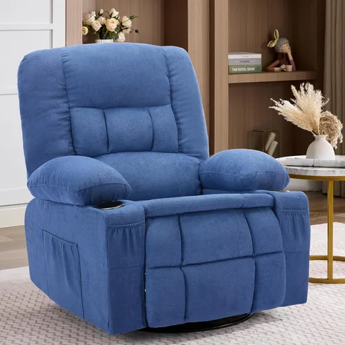 Miniatura 15 de Rocker Recliner Chair with Massage and Heat, Nursery Rocking Chairs for Living Room, Ergonomic Comfy Relining Chair with Cup Holders, USB Charge