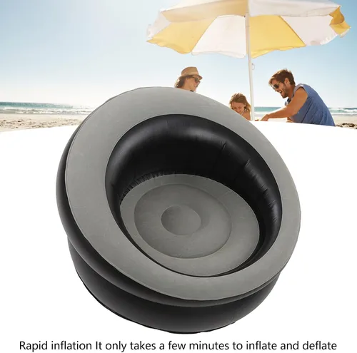 Miniatura 2 de Luqeeg Sofá inflable, sofá de aire flocado, sofá inflable, sofás, silla inflable para dormitorio, oficina, patio, balcón, campamento, viajes (gris)