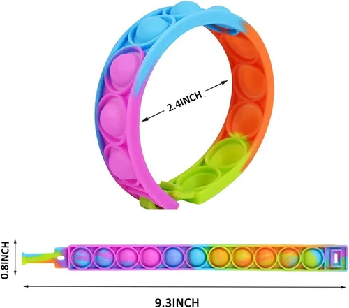 Miniatura 2 de 12 piezas de pulsera de silicona pop llavero de burbujas, juguetes sensoriales de hoyuelos simples a granel, recuerdos de fiesta, premios de aula