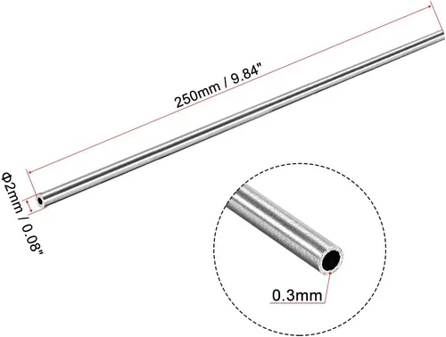 Miniatura 2 de uxcell Tubo redondo de acero inoxidable 304 0.079 in OD 0.012 in espesor de pared 9.843 in longitud tubo recto sin costura 4 piezas