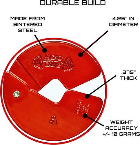 Miniatura 3 de Micro Gainz - Placa fraccional para mancuernas de 1.25lb, ideal para micro cargas, (elige color) juego de 4 placas fraccionales, diseñadas para Rojo