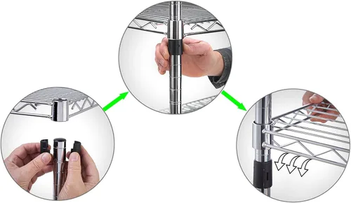 Miniatura 4 de Kit de estantería de alambre cromado de 4 niveles de 18 pulgadas de profundidad x 36 pulgadas de ancho x 86 pulgadas de alto Unidad de estante