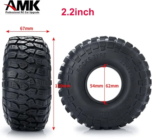 Miniatura 2 de Neumáticos de goma de 2.2 pulgadas con insertos de espuma de 2.638x5.906 in para 1/10 RC Crawler Car A-xial Wraith 90018 90048 RR10 SCX10 D90 4