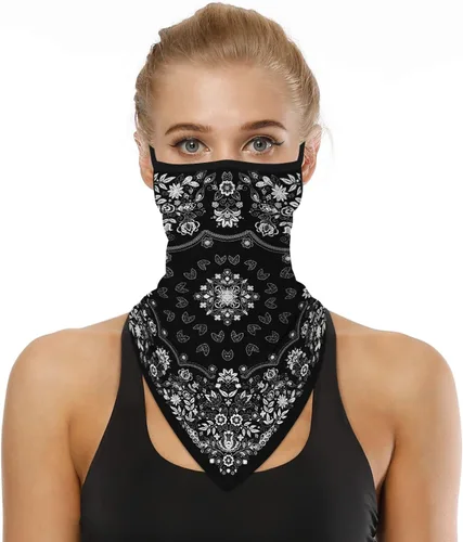 Miniatura 33 de YAYOUREL Polaina para el cuello, bandanas para hombres y mujeres, cubierta de bufanda para la cara con rayos UV, con agujero para las orejas