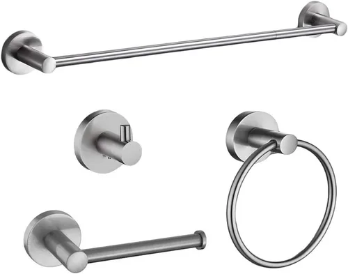 Miniatura 10 de Juego de accesorios de baño de 3 piezas montados en la pared, el juego de accesorios de baño incluye soporte para papel higiénico, anillo de toalla