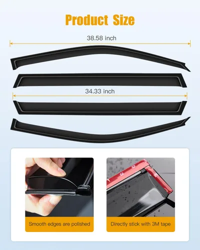 Miniatura 3 de ROADFAR Se adapta a 2001-2007 para TOYOTA Highlander Viseras de ventana de montaje exterior Deflector protector de lluvia Juego de 4 piezas