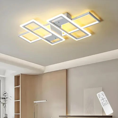 Miniatura 12 de GEADI Lámpara de techo moderna regulable, lámpara de techo LED blanca de 35.4 pulgadas con control remoto, accesorio de iluminación rectangular