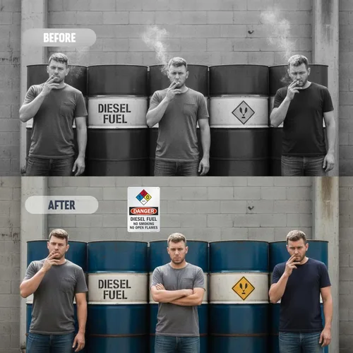 Miniatura 7 de Señales de seguridad SmartSign. Mensajes: "Danger: Diesel Fuel No Smoking No Open Flames", letras negras o rojas sobre fondo blanco., 1 Letrero