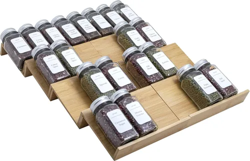 Miniatura 12 de Organizador de cajones de bambú para especias, juego de 8 piezas, 8 pulgadas o 16 pulgadas de ancho