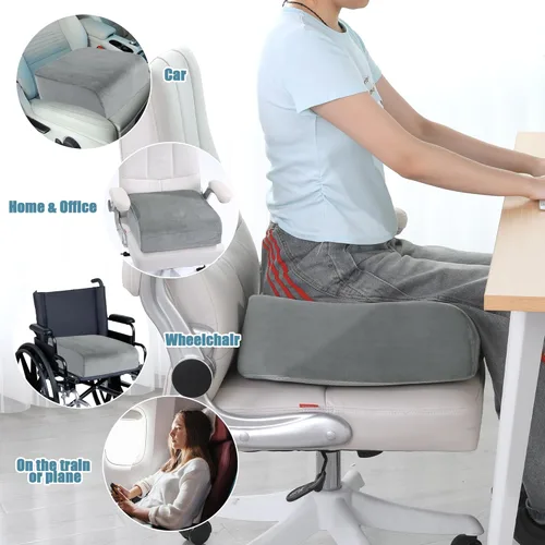 Miniatura 2 de HOMBYS Cojines de asiento extra gruesos para silla de oficina, asiento elevado para automóvil, cojín de espuma viscoelástica para automóvil, cojines