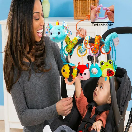 Miniatura 6 de Juguetes para cochecito, juguetes de asiento de automóvil para bebés de 0 a 6 meses, juguete colgante de felpa en espiral para bebés, niños y niñas