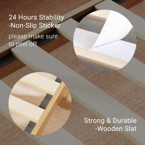 Miniatura 6 de LIFEMENT Marco de Cama de Plataforma de Madera Clásica con Cabecero, Esencial, Sin Ruido, Almacenamiento Bajo la Cama, No Necesita Somier, Fácil
