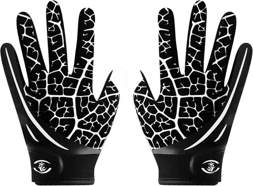 Miniatura 12 de Guantes de fútbol americano para niños, guantes receptores de fútbol americano juvenil, excelente agarre con silicona adhesiva, antideslizantes