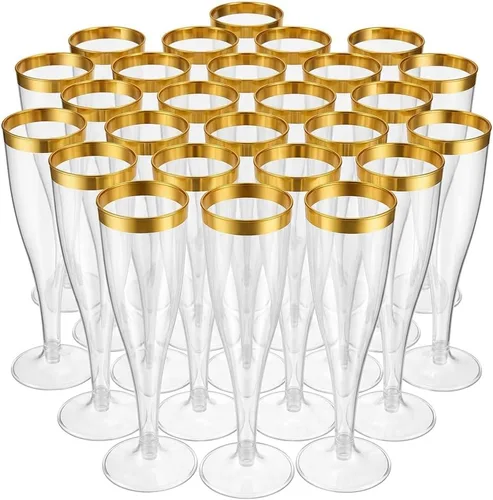 Miniatura 8 de Oojami 100 Vasos de Plástico Clásicos Desechables de Champaña para Fiestas Vasos de Plástico para Bodas Vasos para Brindar Vasos de Cóctel Paquete