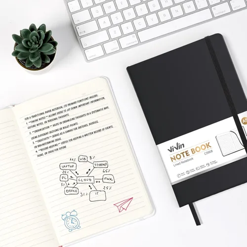 Miniatura 6 de ViVin Cuadernos rayados para trabajo, 192 páginas, tamaño mediano de 5.5 x 8.3 pulgadas, con rayas universitarias, cuadernos A5 de tapa dura