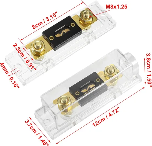 Miniatura 4 de X AUTOHAUX 1 Unidades de audio para coche 0 4 8 calibre en línea ANL portafusibles transparente transparente bloque de fusibles con 2 unids 125A