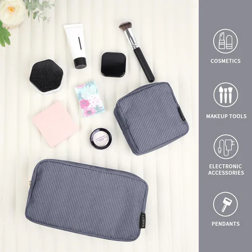 Miniatura 6 de MAGEFY Pequeña bolsa de maquillaje para bolso, mini bolsa de cosméticos de pana, linda bolsa cosmética para mujeres con bolsillos deslizantes